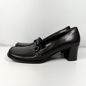 Studio Spiga Women's Brown Leather Mid Heel Pumps Shoes Size 7.5M